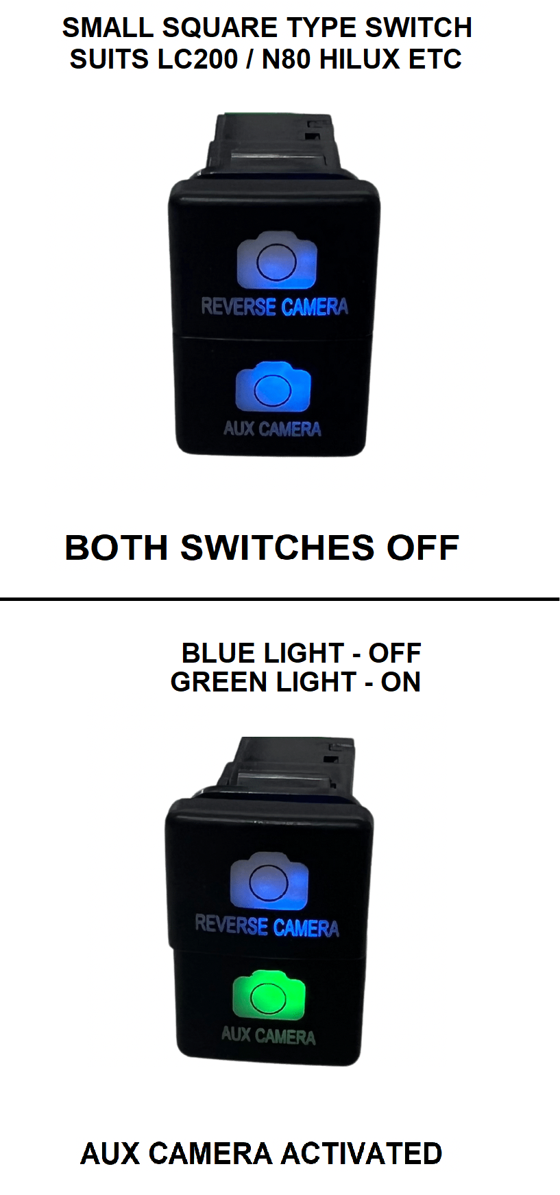 Dual Camera Override Switch / Harness - Suits Toyota Hilux N80 2020 - 2025