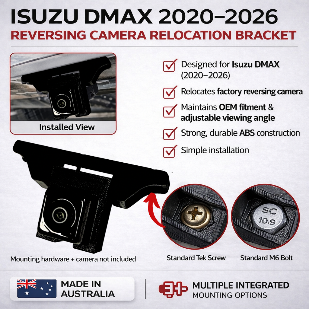 Isuzu DMAX 2019-2026 Reverse Camera Relocation Bracket Tub to Tray Conversion