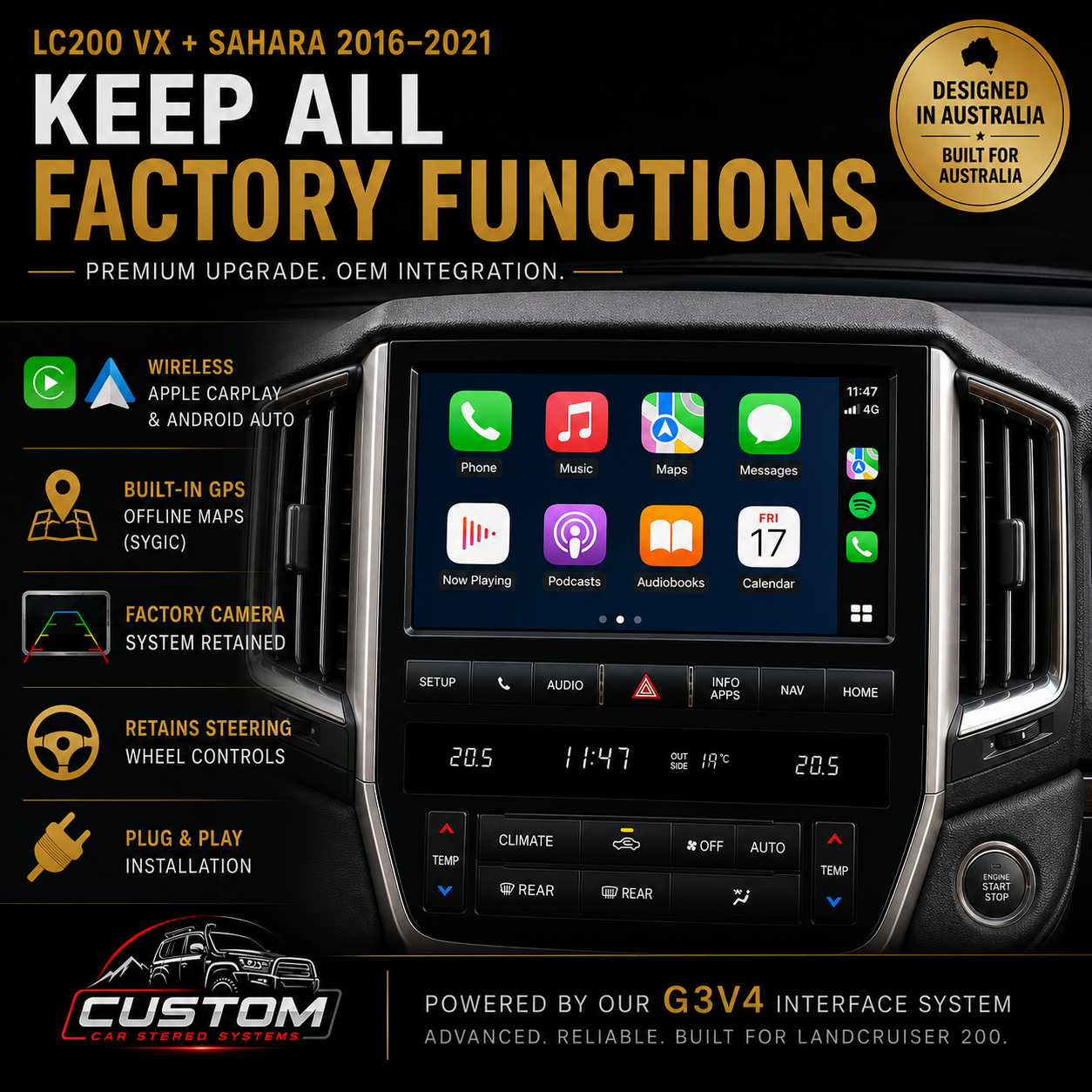 Toyota Land Cruiser 200 Series VX / Sahara 2016-2021 G3V4 Interface Kit