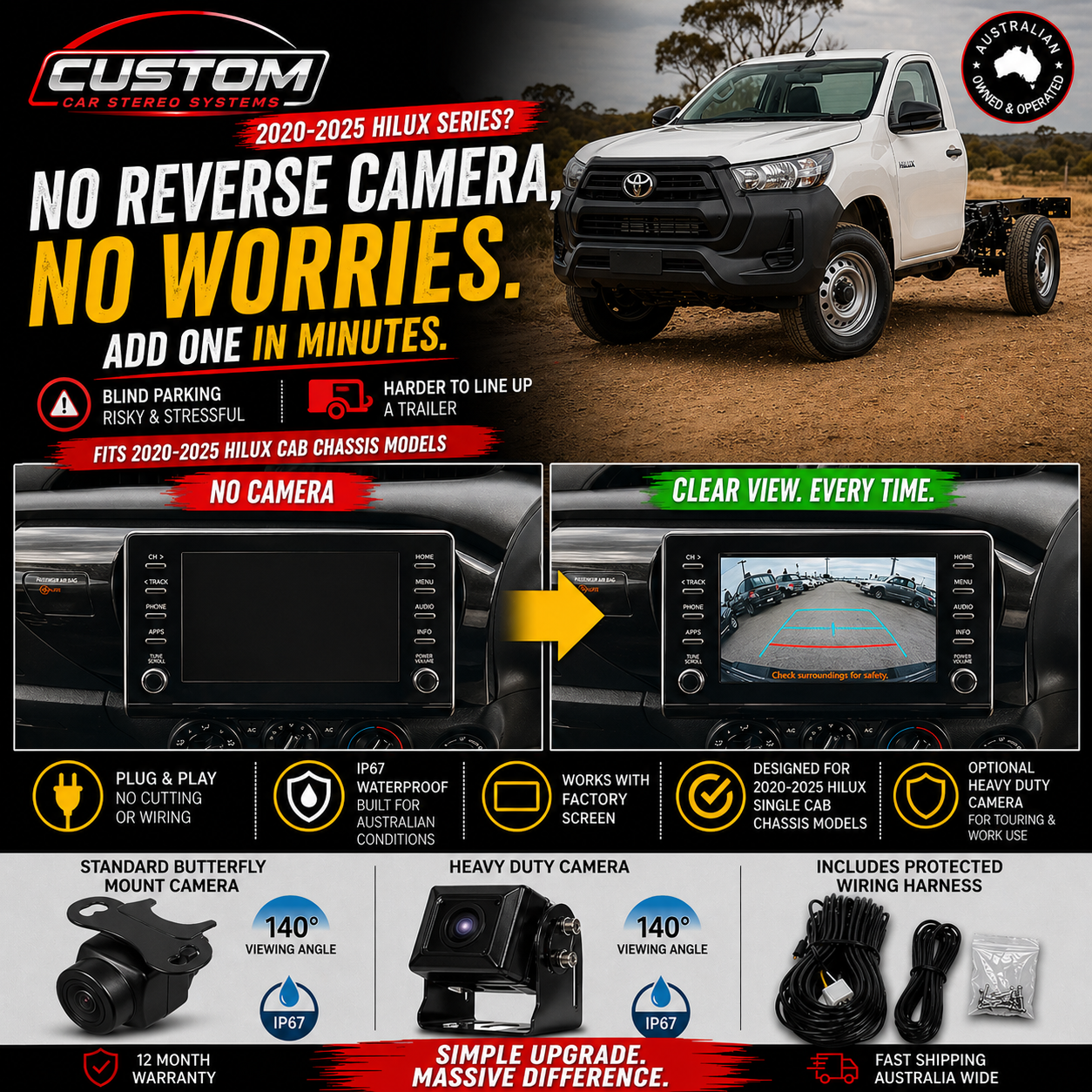 Toyota Hilux 2015-2025 Reverse Camera Kit