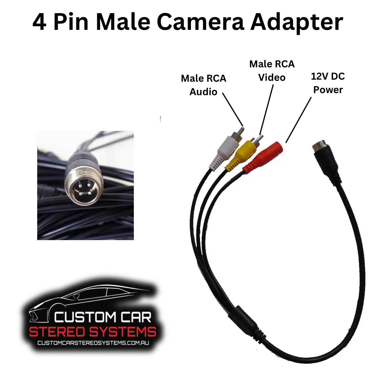 4 Pin Male Camera Adapter with Audio - Suits Safety Dave and Other Cam ...