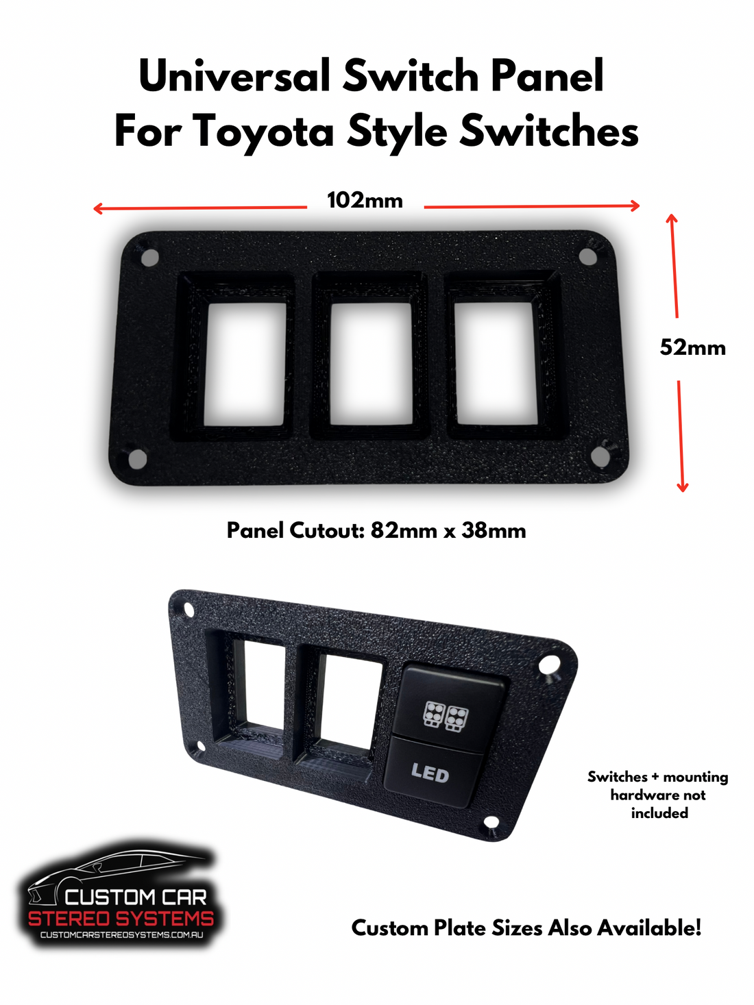 Universal Switch Panel 3 Way - Suits Toyota Style Switches – Custom Car ...