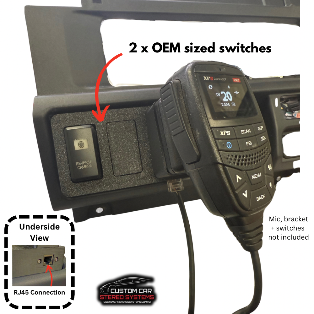 Toyota 70 / 76 / 78 / 79 Series 2010-2023 Switch Panel with UHF Mic Mount and RJ45 Connection