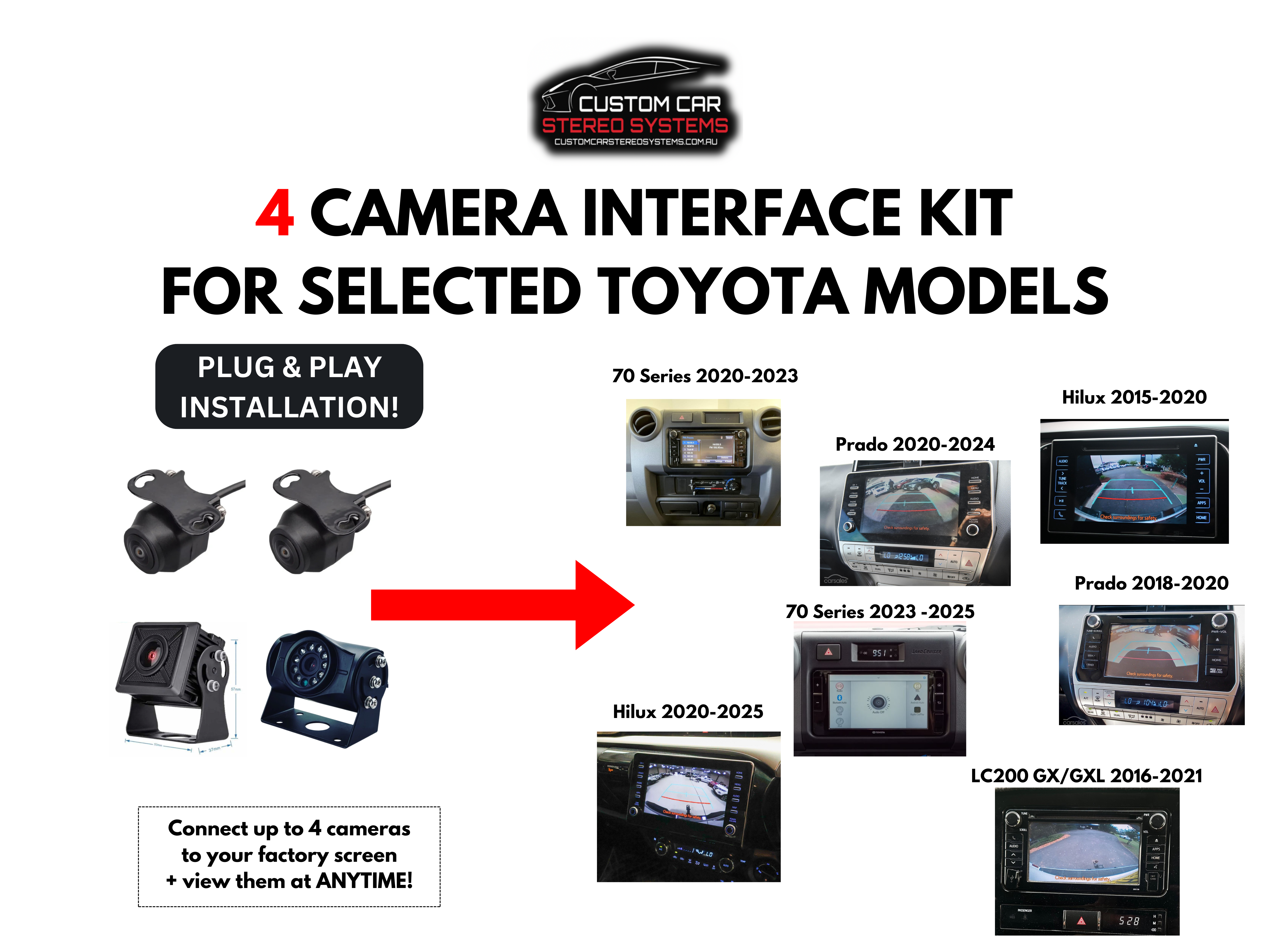 Car Camera Interface 4 Camera Interface Kit for Toyota Models – Custom Car Stereo Systems