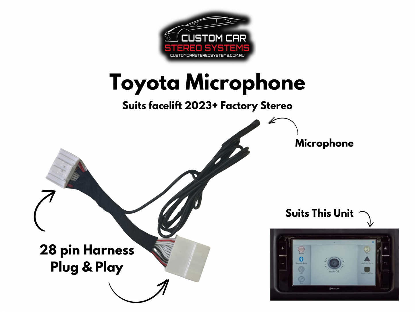 Toyota Microphone with Connector and 1.5m Cable - Suits 2023+ 70 Series Factory Unit