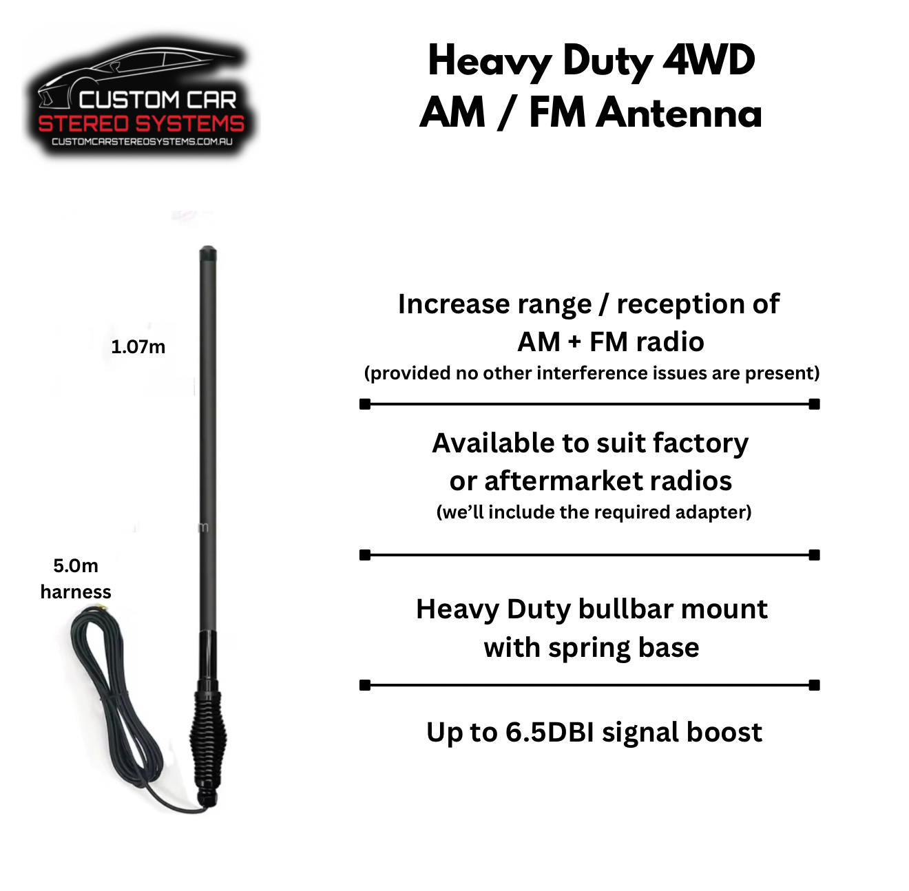 Heavy Duty 4WD AM FM Antenna
